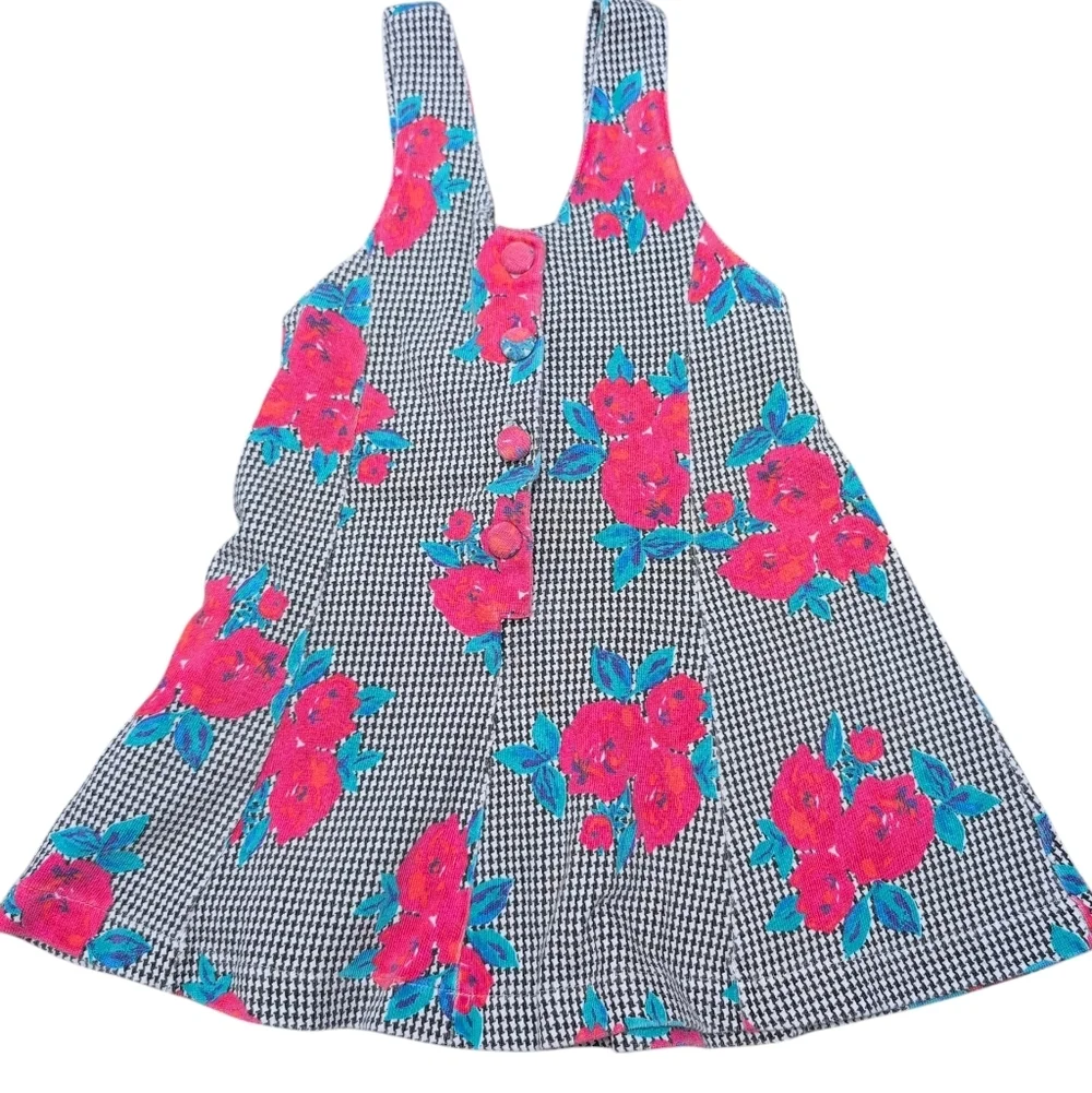 Vintage Kids Dress Toddler Girl Size   4T‎ Hounds tooth And Roses